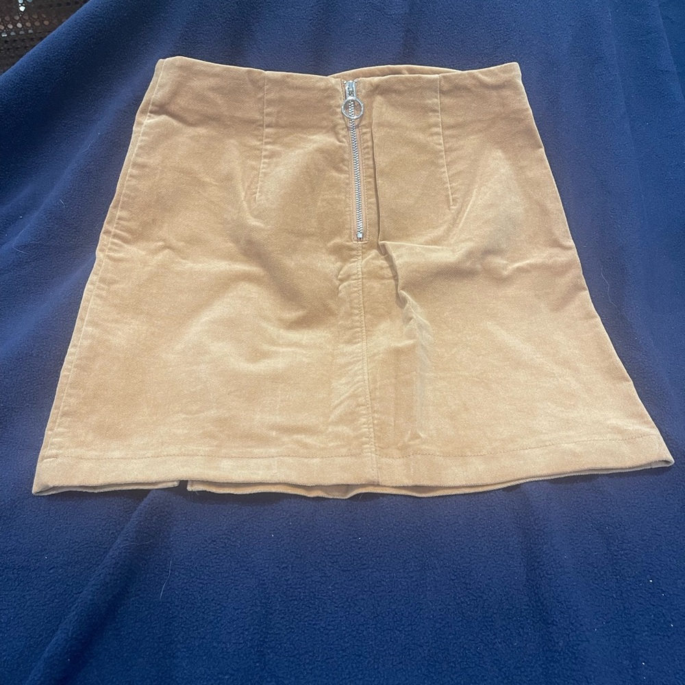 Forever 21 Tan faux suede Mini Skirt with Front Ring Zip